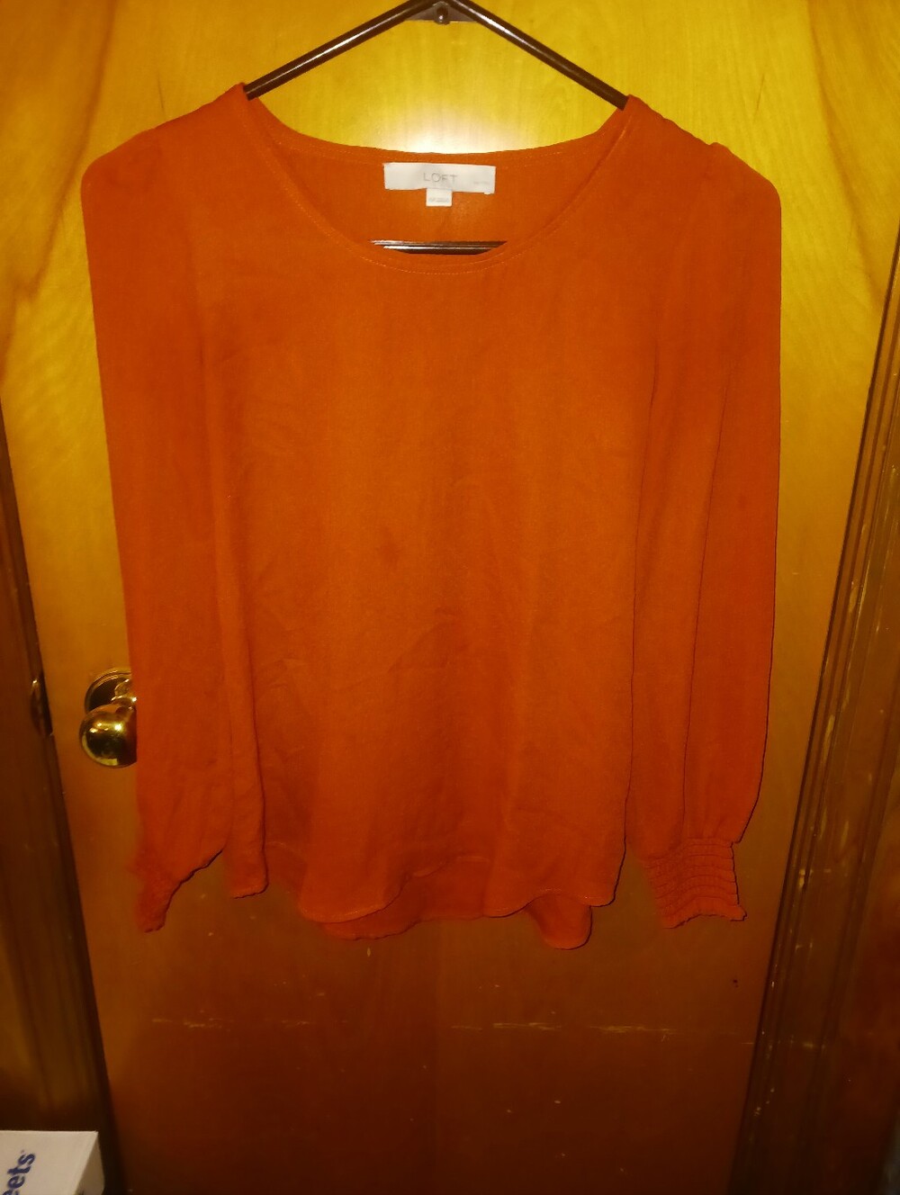 LOFT Orange Long-Sleeve Scoop Neck Blouse